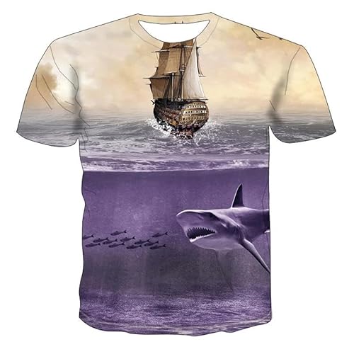 CHANYI Herren 3D Druck T-Shirt Delphin Grafik T-Shirt Angeln Casual Männer T-Shirt 3D Gedruckt Tops Sommer T-Shirt Männer Oansatz Hemd Plus Größe Streetwear von CHANYI