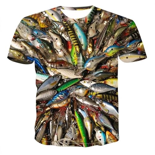 CHANYI Herren 3D Druck T-Shirt Delphin Grafik T-Shirt Angeln Casual Männer T-Shirt 3D Gedruckt Tops Sommer T-Shirt Männer Oansatz Hemd Plus Größe Streetwear von CHANYI