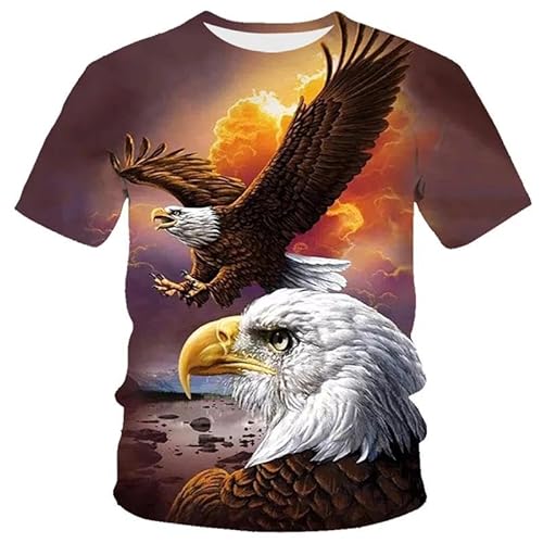 CHANYI Herren 3D Druck T-Shirt Eagle and Flame Phoenix Mode Sommer 3D-Gedrucktes T-Shirt Herren-T-Shirt O-Ausschnitt Kurzarm Übergroßes T-Shirt-Oberteil von CHANYI