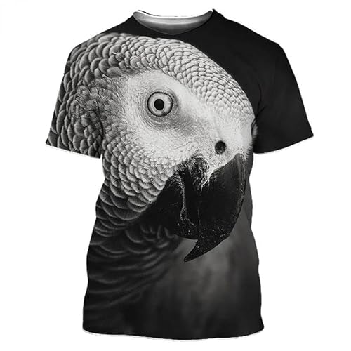 CHANYI Herren 3D Druck T-Shirt Grau Papagei Vogel T-Shirt 3D Druck Männer Frau Übergroßen Oansatz Shirts Hip Hop Harajuku Streetwear Kinder Tees Tops Mann Kleidung von CHANYI