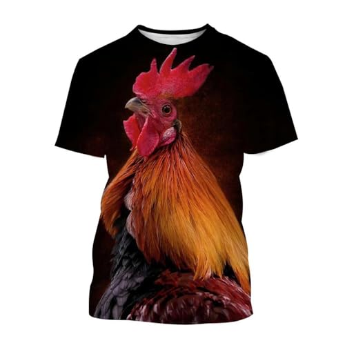 CHANYI Herren 3D Druck T-Shirt Hahn Grafik 3D Druck Sommer Unisex Männer Oansatz T-Shirt Casual Kurzarm Übergroßen Pullover Mode Streetwear Männer Kleidung von CHANYI