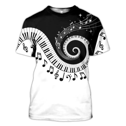 CHANYI Herren 3D Druck T-Shirt Harajuku Klavier Musik 3D Gedruckt T-Shirt Männer Frauen Hip Hop Mode Lässig Kurzarm T-Shirt Streetwear Übergroßen Tops von CHANYI