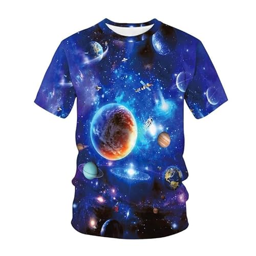 CHANYI Herren 3D Druck T-Shirt Herren T-Shirt 3D-Gedrucktes Weltraum-Galaxie-Muster, Modisches, Übergroßes Oberteil, Sommer, Freizeit, Atmungsaktiv, Rundhalsausschnitt, Schnell Trocknende Alltagskle von CHANYI