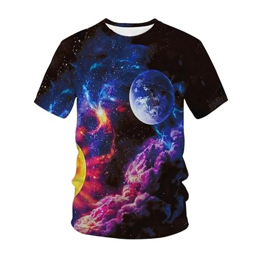 CHANYI Herren 3D Druck T-Shirt Herren T-Shirt 3D-Gedrucktes Weltraum-Galaxie-Muster, Modisches, Übergroßes Oberteil, Sommer, Freizeit, Atmungsaktiv, Rundhalsausschnitt, Schnell Trocknende Alltagskle von CHANYI