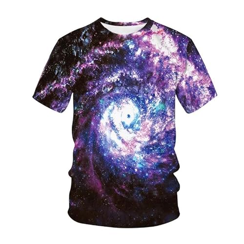 CHANYI Herren 3D Druck T-Shirt Herren T-Shirt 3D-Gedrucktes Weltraum-Galaxie-Muster, Modisches, Übergroßes Oberteil, Sommer, Freizeit, Atmungsaktiv, Rundhalsausschnitt, Schnell Trocknende Alltagskle von CHANYI