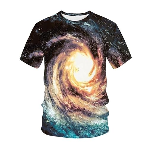 CHANYI Herren 3D Druck T-Shirt Herren T-Shirt 3D-Gedrucktes Weltraum-Galaxie-Muster, Modisches, Übergroßes Oberteil, Sommer, Freizeit, Atmungsaktiv, Rundhalsausschnitt, Schnell Trocknende Alltagskle von CHANYI