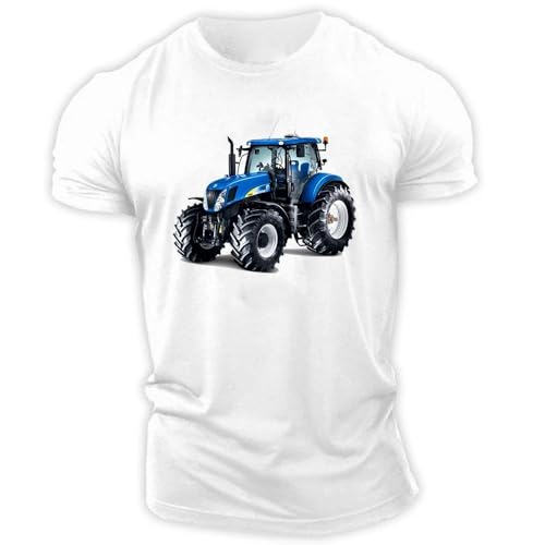 CHANYI Herren 3D Druck T-Shirt Herren-T-Shirt Mit Traktor-Aufdruck, Rundhals-Oberteil, Sommer, Modisch, Sport, Freizeit, Locker, Fitness, Schnell Trocknend, Kurzärmelig von CHANYI