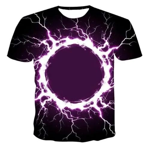 CHANYI Herren 3D Druck T-Shirt Herren T-Shirt Rundhals T-Shirt Herren Hochwertiges Herren T-Shirt Kurzarm Lightning Flame 3D-Druck von CHANYI