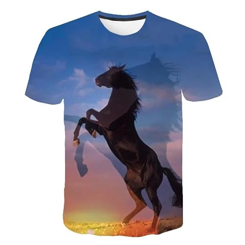 CHANYI Herren 3D Druck T-Shirt Hübsches Pferd-Grafik-3D-T-Shirt, Sommer-Mode-Tiermuster-Druck-T-Shirt, Lässiges Hip-Hop-Streetwear-Männer-T-Shirt von CHANYI