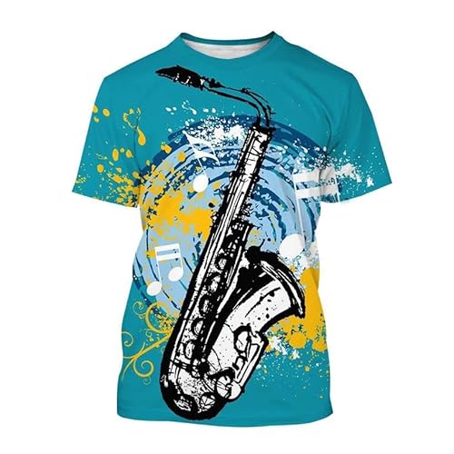 CHANYI Herren 3D Druck T-Shirt Jazz Musical Instrument Saxophon 3D Drucken T-Shirts Männer Frau Musik Kunst Streetwear Oansatz T-Shirt Hip Hop Kinder T Tops Kleidung von CHANYI