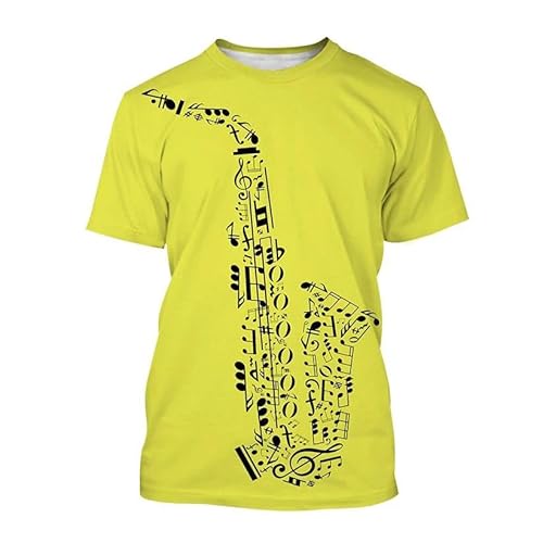 CHANYI Herren 3D Druck T-Shirt Jazz Musical Instrument Saxophon 3D Drucken T-Shirts Männer Frau Musik Kunst Streetwear Oansatz T-Shirt Hip Hop Kinder T Tops Kleidung von CHANYI