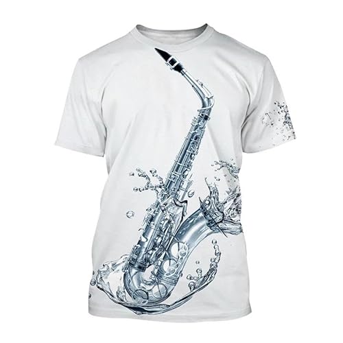 CHANYI Herren 3D Druck T-Shirt Jazz Musical Instrument Saxophon 3D Drucken T-Shirts Männer Frau Musik Kunst Streetwear Oansatz T-Shirt Hip Hop Kinder T Tops Kleidung von CHANYI