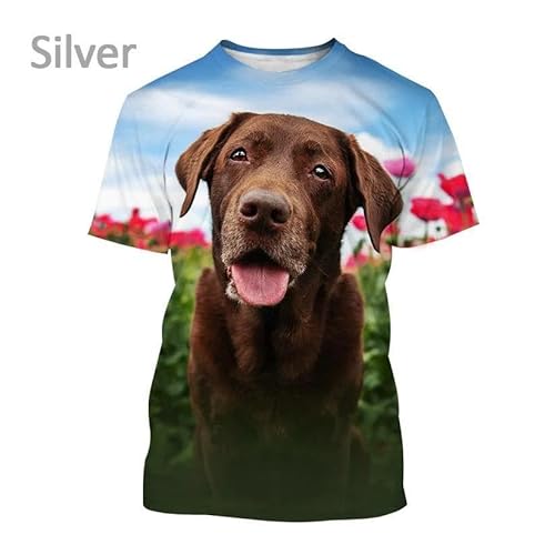 CHANYI Herren 3D Druck T-Shirt Labrador Retriever 3D-Gedrucktes T-Shirt Sommermode Haustier Hund Männer Und Frauen Paar Lässiges Kurzarm-T-Shirt Spitze von CHANYI