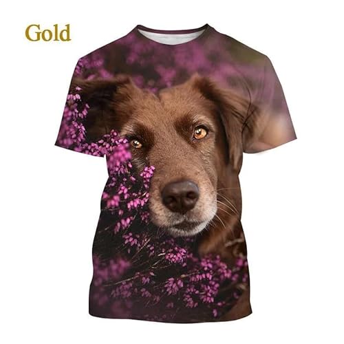 CHANYI Herren 3D Druck T-Shirt Labrador Retriever 3D-Gedrucktes T-Shirt Sommermode Haustier Hund Männer Und Frauen Paar Lässiges Kurzarm-T-Shirt Spitze von CHANYI