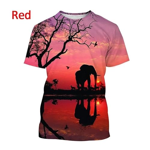 CHANYI Herren 3D Druck T-Shirt Lässiges Herren-T-Shirt Mit Rundhalsausschnitt, Tier-Elefant-Spaß, Kurzärmeliges Sommer-Elefant-3D-Druck-Rundhals-Unisex-T-Shirt von CHANYI