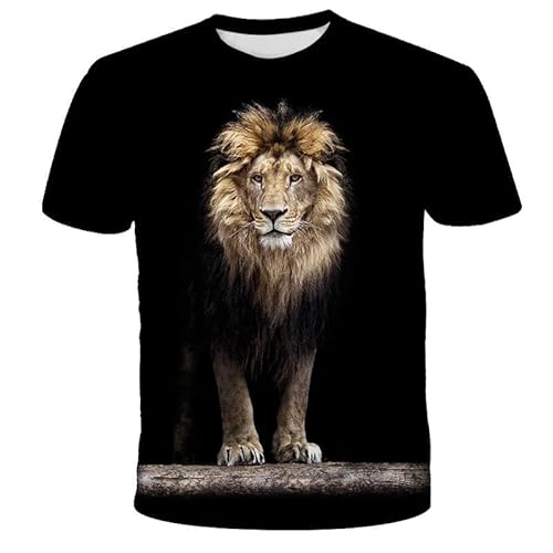 CHANYI Herren 3D Druck T-Shirt Löwe Herren-T-Shirt, 3D-Gedrucktes Kurzarm-T-Shirt, Männlich, Sommer, Hip-Hop, O-Kragen, Lässiges T-Shirt-Oberteil von CHANYI