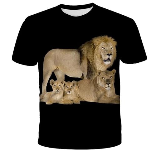 CHANYI Herren 3D Druck T-Shirt Löwe Herren-T-Shirt, 3D-Gedrucktes Kurzarm-T-Shirt, Männlich, Sommer, Hip-Hop, O-Kragen, Lässiges T-Shirt-Oberteil von CHANYI