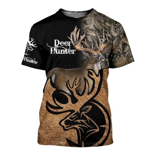 CHANYI Herren 3D Druck T-Shirt Lustige Frauen Streetwear Top Wildschwein T-Shirt Männer Dschungel Tier Stockente 3D Drucken Jagd Reed Camouflage T Shirt Guns Hide von CHANYI