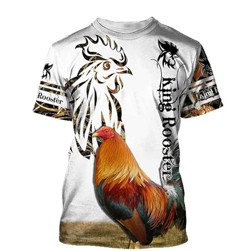 CHANYI Herren 3D Druck T-Shirt Lustige Kampf Hahn T-Shirts 3D Harajuku Tier Druck T Shirt Für Männer Mode Oansatz Übergroßen Tops Sommer Kurzarm T-Stücke von CHANYI