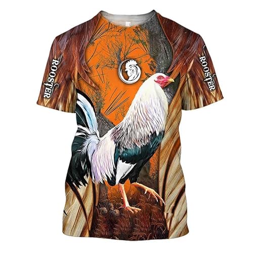 CHANYI Herren 3D Druck T-Shirt Lustige Kampf Hahn T-Shirts 3D Harajuku Tier Druck T Shirt Für Männer Mode Oansatz Übergroßen Tops Sommer Kurzarm T-Stücke von CHANYI