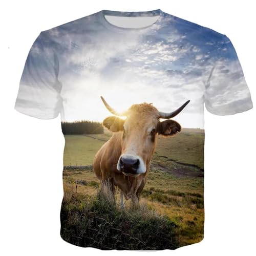 CHANYI Herren 3D Druck T-Shirt Lustige Kuh T-Shirt Tier 3D Druck T-Shirt Männer Frauen Mode Tops Tees Kinder Hip Hop T-Shirt Übergroßen Tops Männer Kleidung von CHANYI