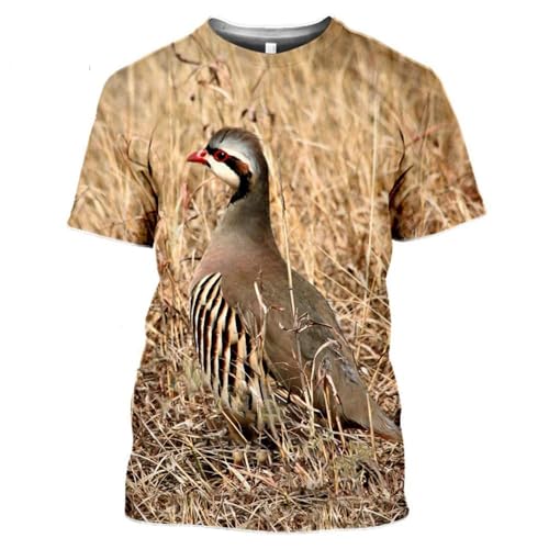 CHANYI Herren 3D Druck T-Shirt Männer 3D Druck T-Shirt Sommer Tier Jagd Rebhuhn Vogel Mode Lässig Männer T-Shirt Kurzarm Streetwear Tops von CHANYI