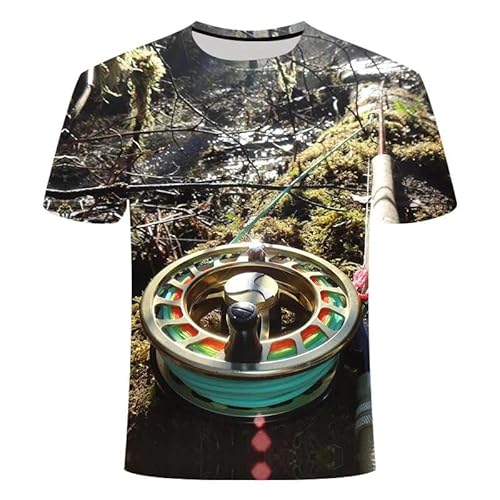 CHANYI Herren 3D Druck T-Shirt Männer Fischer Witz T-Shirt Lustige Geburtstagsgeschenke Geschenk Für Vater T-Shirt 3D Meer Thunfisch Gedruckt T-Shirt von CHANYI