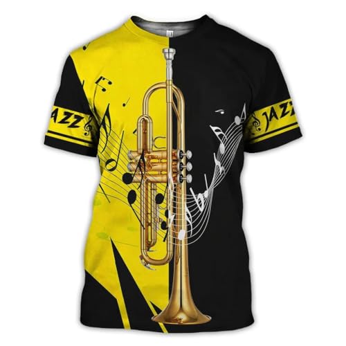 CHANYI Herren 3D Druck T-Shirt Männer Instrument Saxophon Grafik T-Shirt Harajuku Klavier Musik Kurzarm Hip Hop Große Größe Mode Casual Shirt von CHANYI