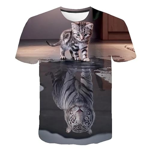 CHANYI Herren 3D Druck T-Shirt Männer Sommer 3D Tier Katze Tiger T Shirt Drucken Coole Lustige Tops O Hals Kurzarm Mode Männlichen Frauen 3D Gedruckt T-Shirts von CHANYI