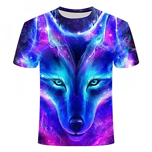 CHANYI Herren 3D Druck T-Shirt Magic Galaxy Wolf Hoodie Herren- Und Damenmode T-Shirt T-Shirt 3D-Sweatshirt Freizeithemd von CHANYI