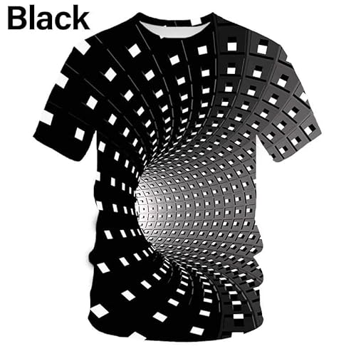 CHANYI Herren 3D Druck T-Shirt Mode 3D Druck T Shirt Schwarz Und Weiß Hypnotic Unisxe Lustige Kurzarm T-Shirts Männer/Frauen Tops Pullover T Kurzarm von CHANYI