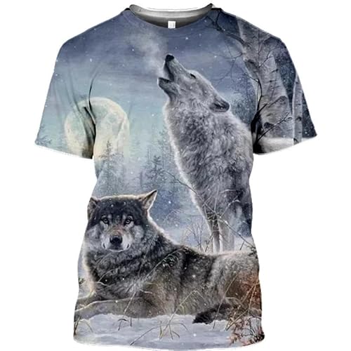 CHANYI Herren 3D Druck T-Shirt Mode 3D Schnee Wolf Gedruckt T-Shirt Männer Und Frauen Sommer Casual Kurzarm Harajuku Tier Wolf Shirt Spitze von CHANYI