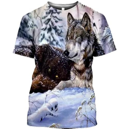 CHANYI Herren 3D Druck T-Shirt Mode 3D Schnee Wolf Gedruckt T-Shirt Männer Und Frauen Sommer Casual Kurzarm Harajuku Tier Wolf Shirt Spitze von CHANYI