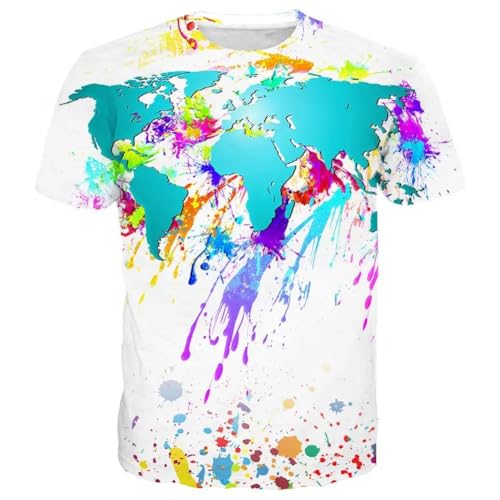 CHANYI Herren 3D Druck T-Shirt Mode Bunte Tie Dye Graffiti 3D Druck T-Shirt Sommer Männer Frau T Shirts Streetwear Harajuku Tees Tops Unisex Kinder Kleidung von CHANYI