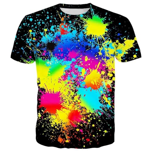 CHANYI Herren 3D Druck T-Shirt Mode Bunte Tie Dye Graffiti 3D Druck T-Shirt Sommer Männer Frau T Shirts Streetwear Harajuku Tees Tops Unisex Kinder Kleidung von CHANYI