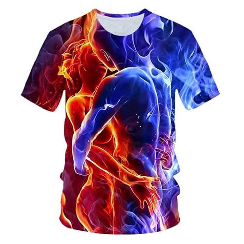 CHANYI Herren 3D Druck T-Shirt Mode Flamme 3D Gedruckt T-Shirt Männer Und Frauen Sommer Casual Kurzarm Crewneck Shirt Top von CHANYI