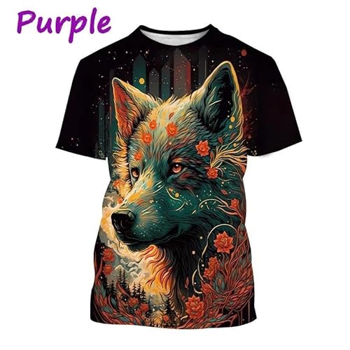 CHANYI Herren 3D Druck T-Shirt Mode Fox 3D Gedruckt T-Shirt Männer Und Frauen Sommer Casual Kurzarm Rundhals Tier Polar Fox Shirt Top von CHANYI