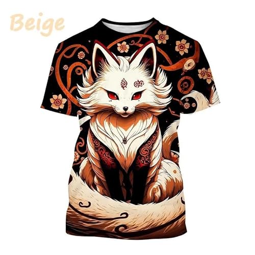 CHANYI Herren 3D Druck T-Shirt Mode Fox 3D Gedruckt T-Shirt Männer Und Frauen Sommer Casual Kurzarm Rundhals Tier Polar Fox Shirt Top von CHANYI