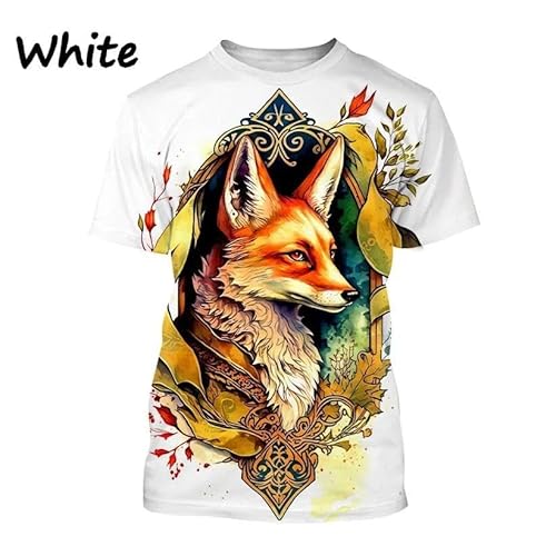 CHANYI Herren 3D Druck T-Shirt Mode Fox 3D Gedruckt T-Shirt Männer Und Frauen Sommer Casual Kurzarm Rundhals Tier Polar Fox Shirt Top von CHANYI