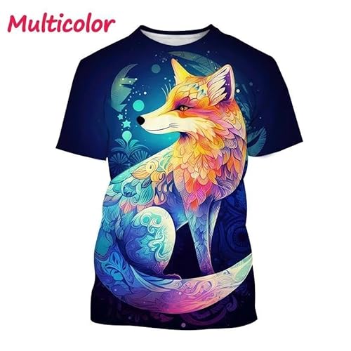 CHANYI Herren 3D Druck T-Shirt Mode Fox 3D Gedruckt T-Shirt Männer Und Frauen Sommer Casual Kurzarm Rundhals Tier Polar Fox Shirt Top von CHANYI