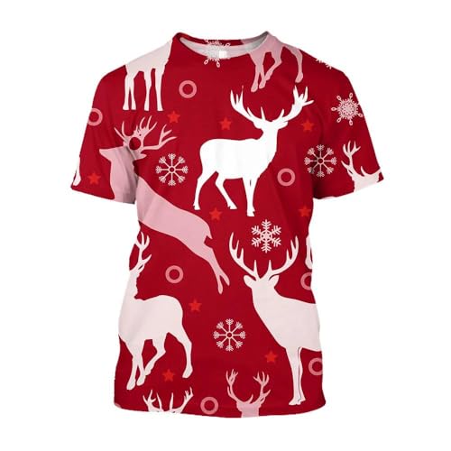 CHANYI Herren 3D Druck T-Shirt Mode Jahr Feier T-Shirt Mode Lustige Männer Casual Gedruckt Weihnachten Oansatz Kurzarm Kleid von CHANYI