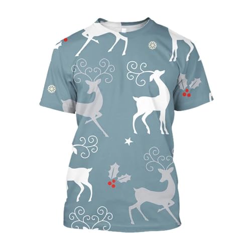 CHANYI Herren 3D Druck T-Shirt Mode Jahr Feier T-Shirt Mode Lustige Männer Casual Gedruckt Weihnachten Oansatz Kurzarm Kleid von CHANYI