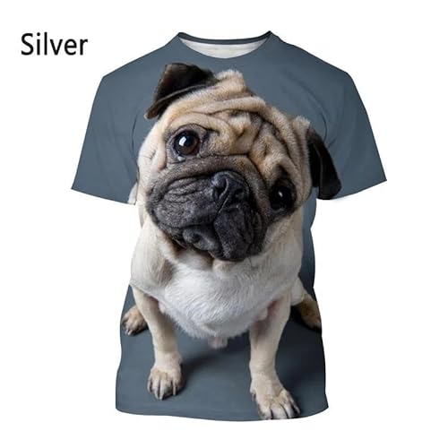 CHANYI Herren 3D Druck T-Shirt Mode Mops Hund 3D-Gedruckte T-Shirt Männer Und Frauen Sommer Casual Kurzarm Hund Shirt Spitze von CHANYI