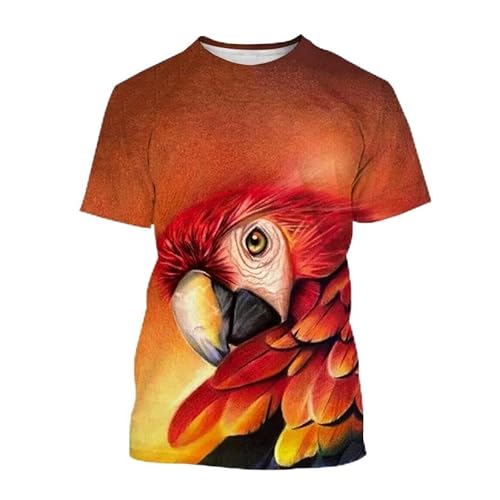 CHANYI Herren 3D Druck T-Shirt Mode Papagei Tier 3D Druck T-Shirt Männer Und Frauen Sommer Casual Kurzarm Shirt Oberteile von CHANYI