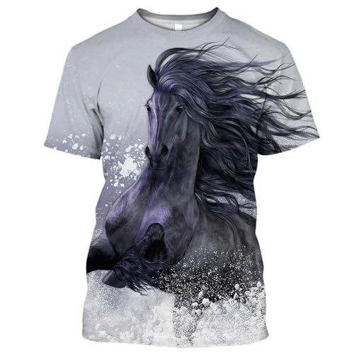 CHANYI Herren 3D Druck T-Shirt Mode Pferd Druck Männer T-Shirt 3D O Hals Übergroßen Kurzarm Schnell Trocknend Hemd Casual Kleidung Punk Streetwear von CHANYI