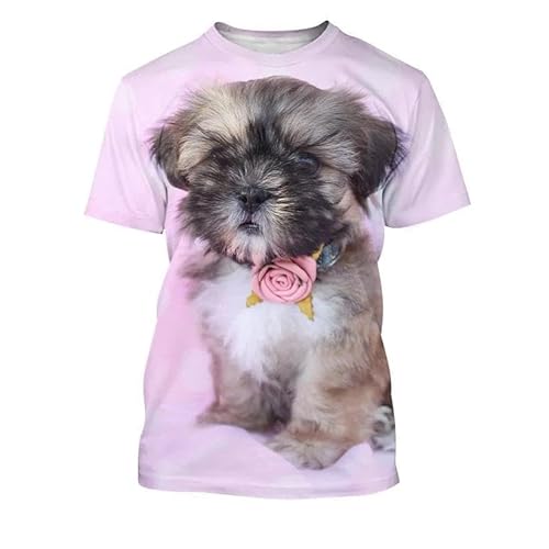 CHANYI Herren 3D Druck T-Shirt Mode Shihtzu 3D Gedruckt T-Shirt Tier Hund T-Shirt Männer Und Frauen Sommer Casual Kurzarm Shirt Top von CHANYI