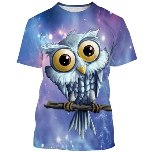 CHANYI Herren 3D Druck T-Shirt Mode Sommer Eule Druck Cool Polyester Lose 3D Kurzarm Männer Top T-Shirt Casual Übergroße Größe Große Silhouette Kleidung von CHANYI