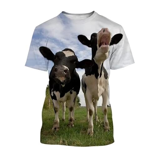 CHANYI Herren 3D Druck T-Shirt Mode Sommer Kuh Bild Männer T-Shirt Casual Print Tees Hip Hop Rundhals Kurze Ärmel Schnell Trocknend Oberteile von CHANYI