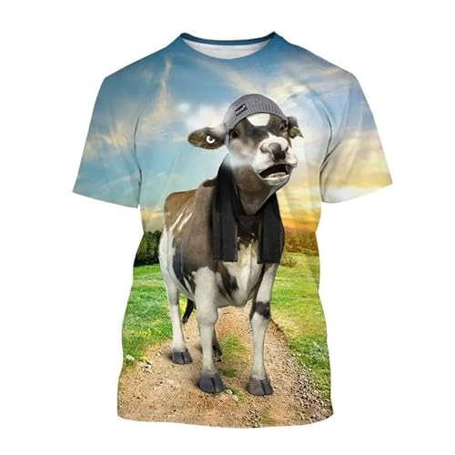 CHANYI Herren 3D Druck T-Shirt Mode Sommer Kuh Bild Männer T-Shirt Casual Print Tees Hip Hop Rundhals Kurze Ärmel Schnell Trocknend Oberteile von CHANYI