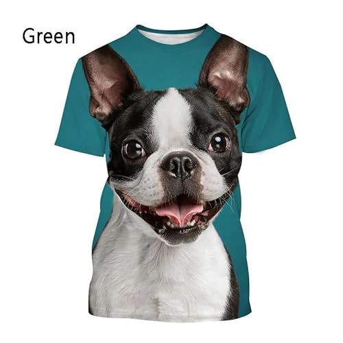 CHANYI Herren 3D Druck T-Shirt Mode Tier Boston Terrier 3D Gedruckt T-Shirt Lustige Haustier Hund Unisex Casual Kurzarm Crewneck Shirt Spitze von CHANYI